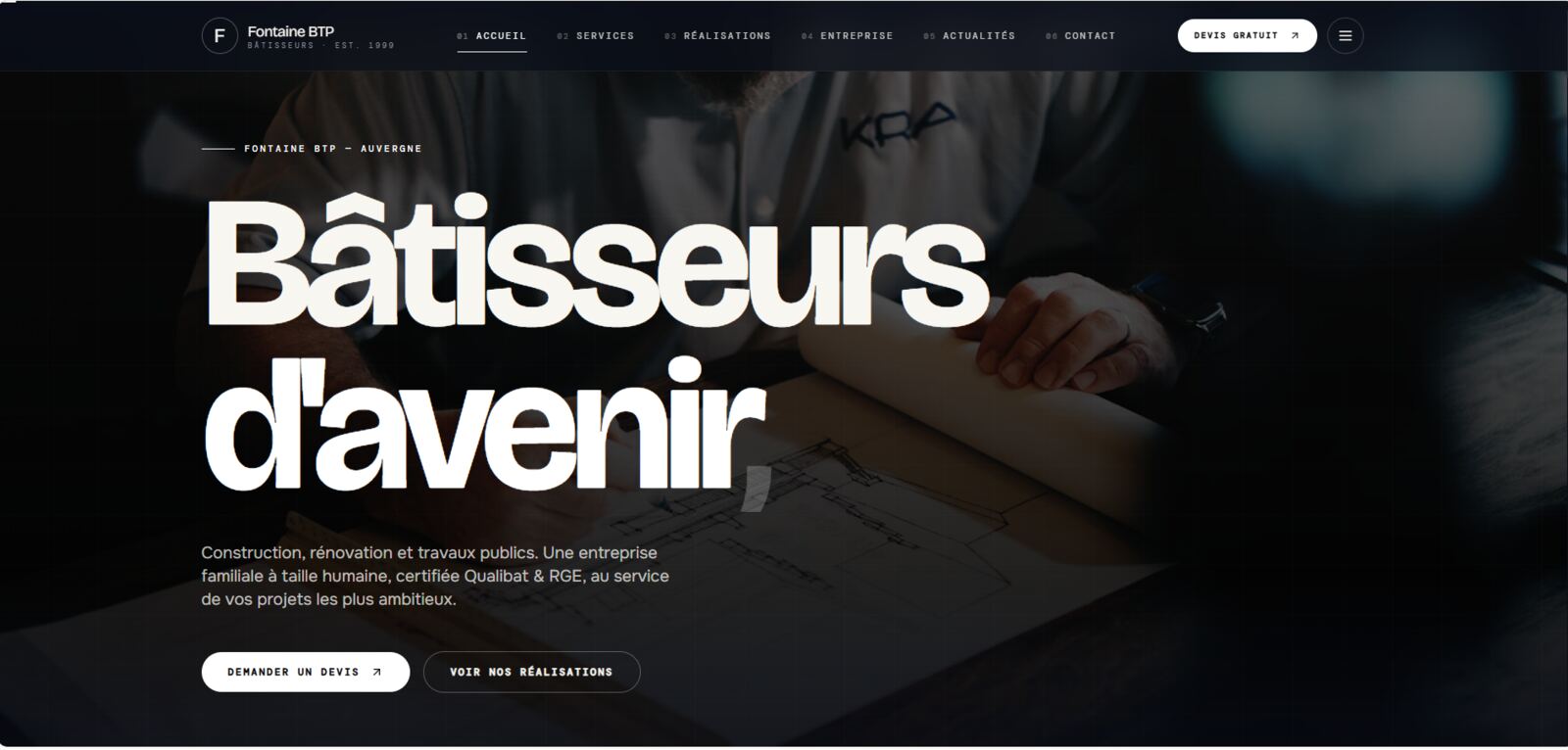 Démo de site web BTP — aperçu créé par Qiblo Studio