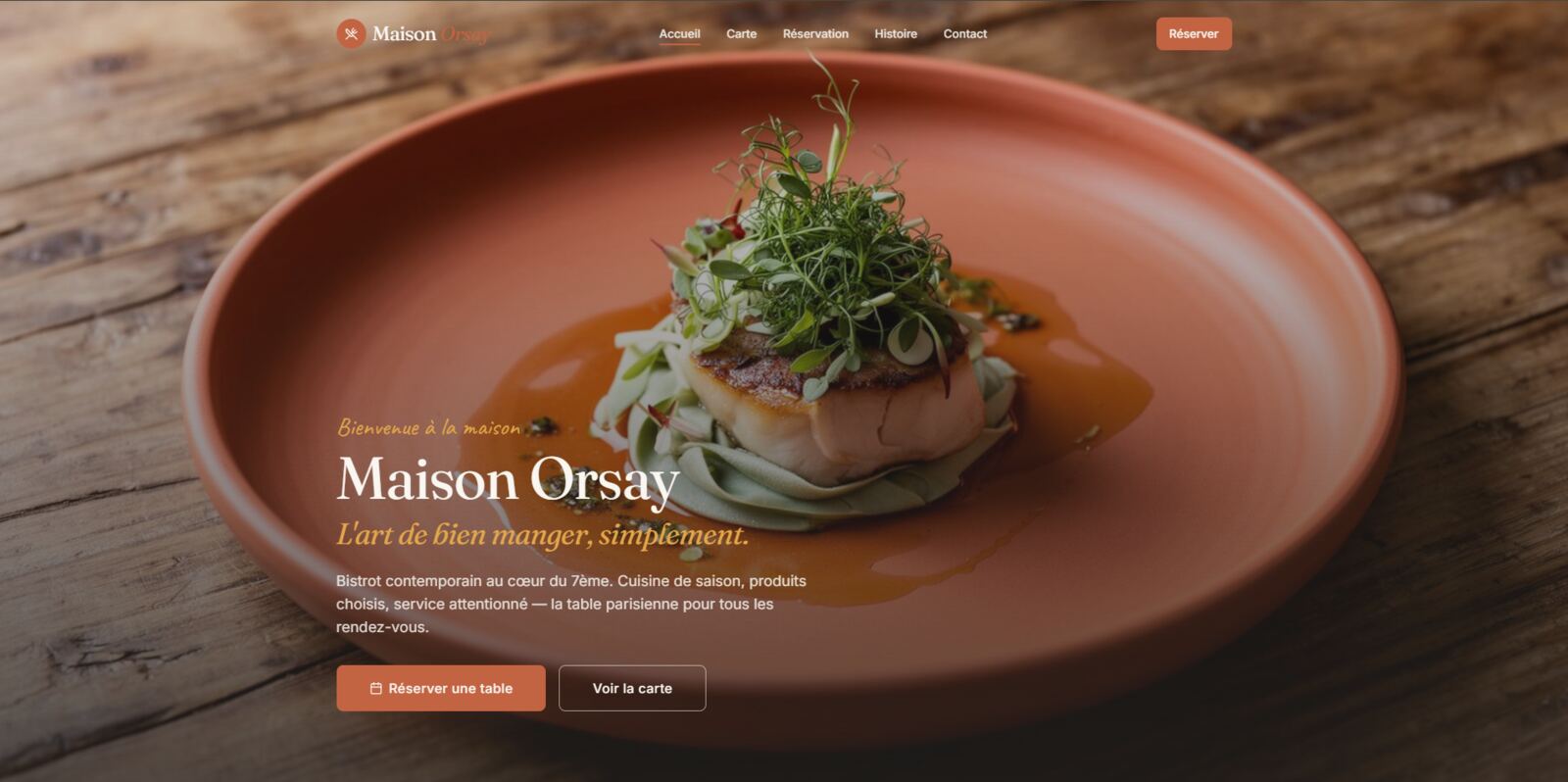 Démo de site web Restaurant — aperçu créé par Qiblo Studio